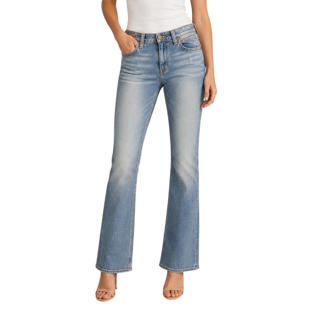 Big‎ Star Medium Wash Distressed Casey K Low Rise Bootcut Jeans Women's 29